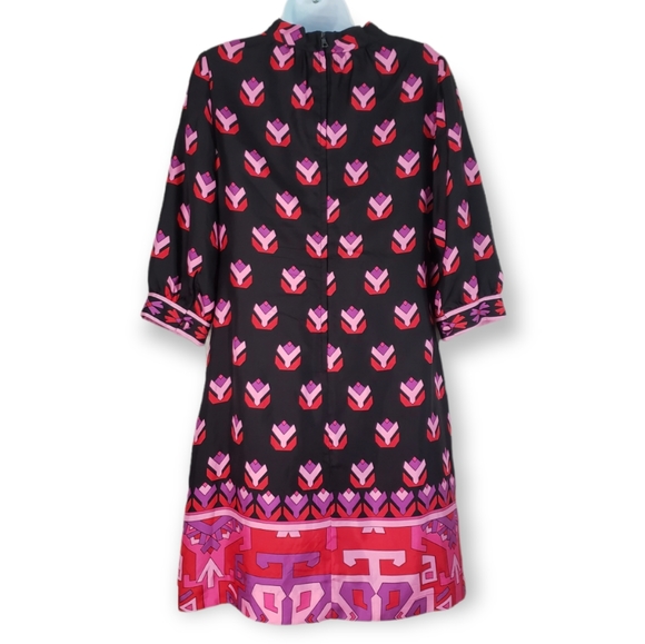 NWOT Phoebe Couture black red & pink geometric print silk shift dress Wo… - Picture 2 of 10